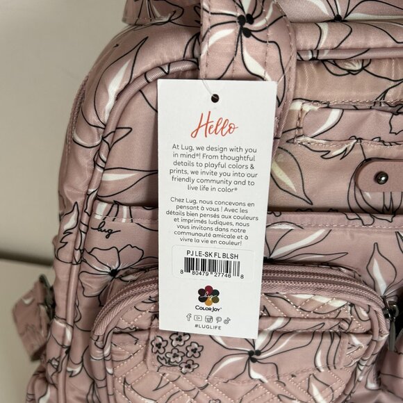 Lug Puddle Jumper LE Convertible Tote Bag Sketch Floral Blush - Picture 13 of 13